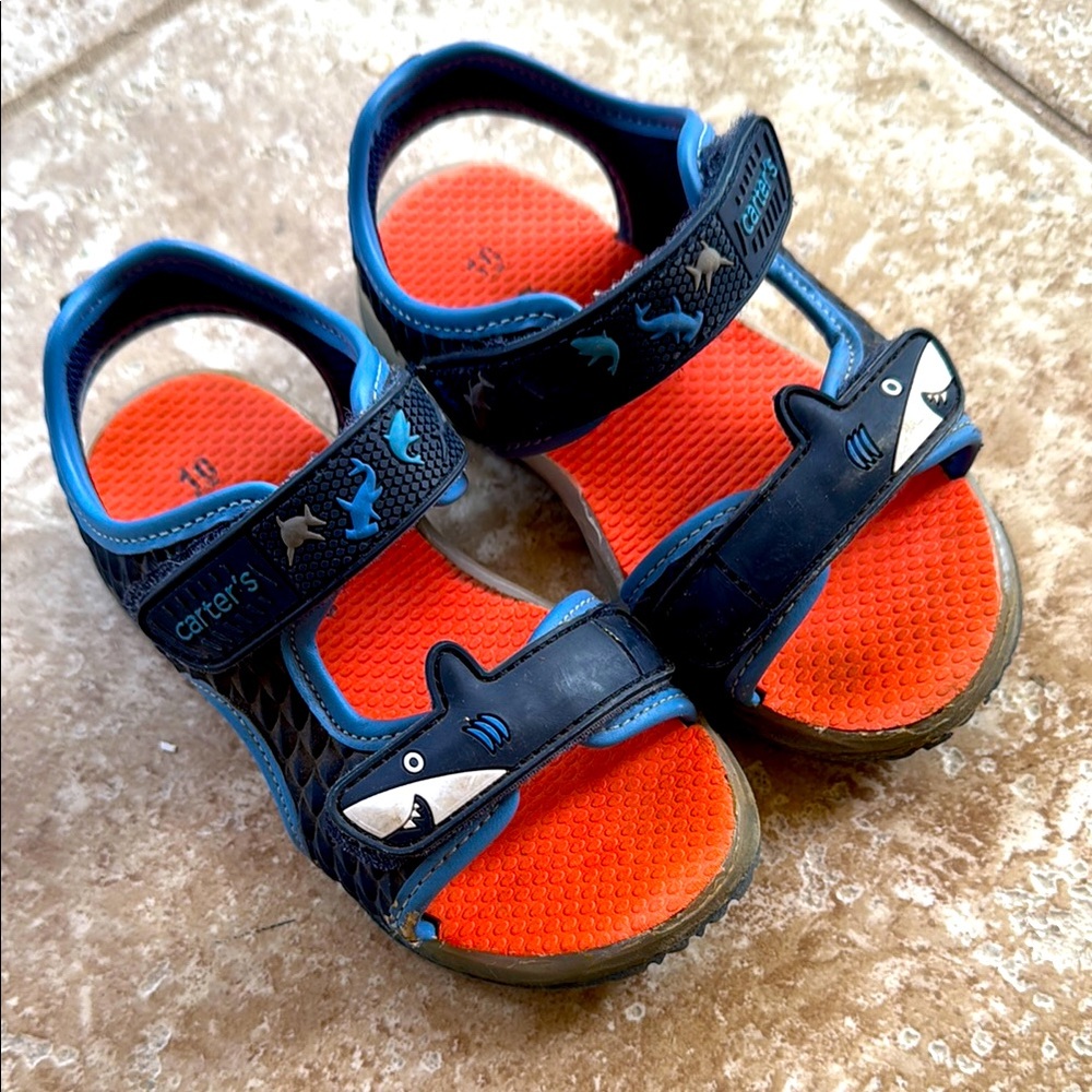 Carter's Blue and Orange Sandals with Velcro Straps